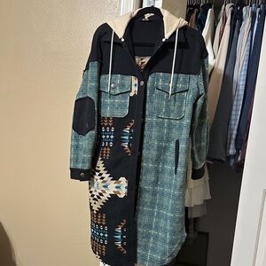 Miss Me Black and Cream Hooded Jacket